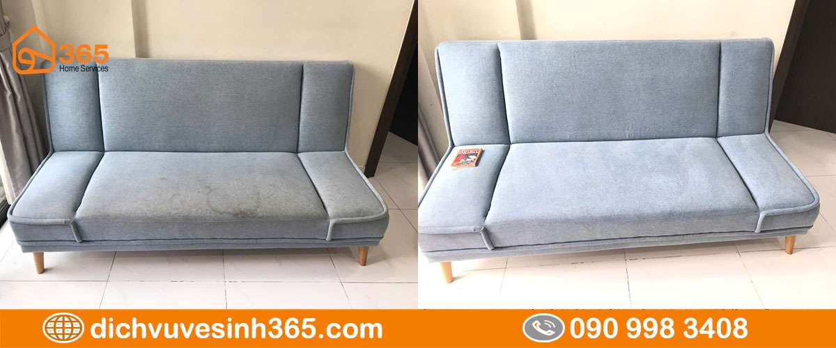 Sofa bị ố vàng trước và sau giặt