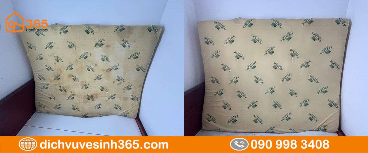 Trước và sau giặt nệm bông ép